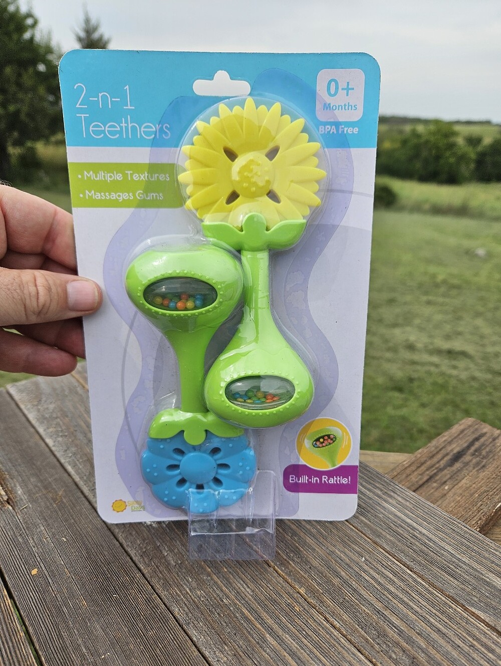 Sunflower Flower Baby Teether Rattle Sunny Days 2-in-1 Infant Teething Toy Set 0